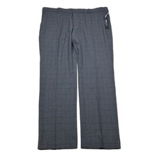 Tommy Hilfiger Plaid Dress Pants Mens 40x30 Brown Blue Tate TH Flex NEW