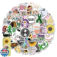 Mental Health Awareness Stickers, 52Pcs Vinyl Waterproof Mental Health Decals