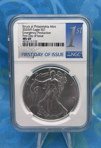 2020 P American Silver Eagle $1 NGC MS69 Emergency Production First Day of Issue