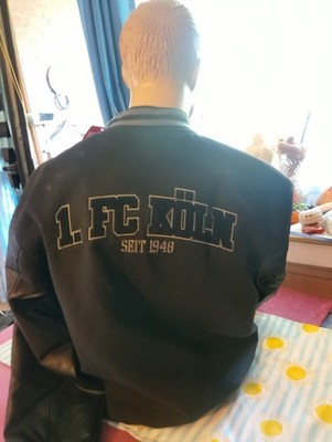 1 FC Köln Kunstleder und -fan Collegejacke Letterhaus Gr. L Schwarz Herrenjacke