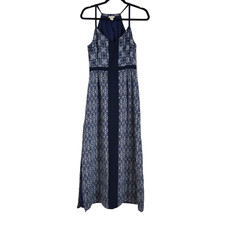 J. Crew Womens Maxi Dress Size 4 Navy Blue White Sun Spaghetti Straps Nautical