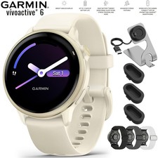 Garmin VIVOACTIVE 6 Health and Fitness GPS Smartwatch Bone with Silicone Band 01