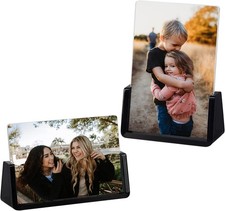 2 Pack Acrylic Picture Frames 4x6 W/ Translucent Black Base Stand Frameless