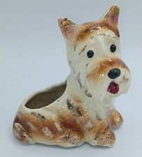 Ceramic Scottish Terrier Vintage Planter- 1950s Scotty Figurine 6 in Tall