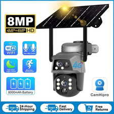 Dual Len 8MP 4G SIM Solar Camera PIR Human Detection Night Vision Security Video