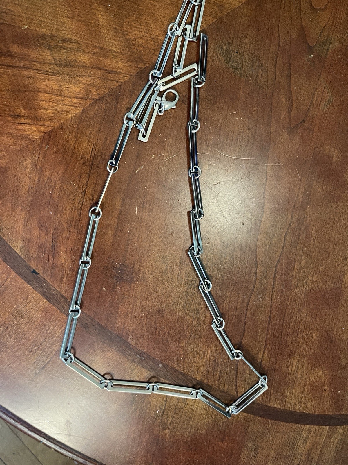 Statement Belt Silver Metal Circle Rectangle Link… - image 1