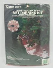 Vintage Christmas Tree Skirt Net Darning Kit #2949 38" Round By Vogart Crafts