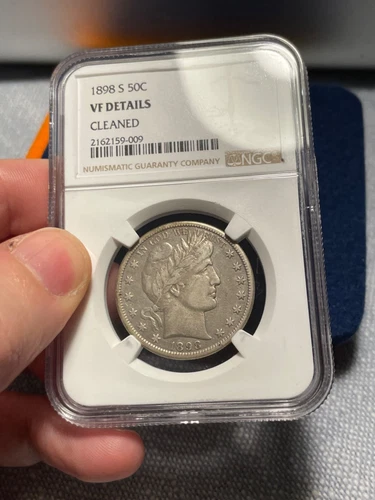 (#101510) Barber Half Dollar: 1898 S. NGC VF details.  Better Date! (see video)