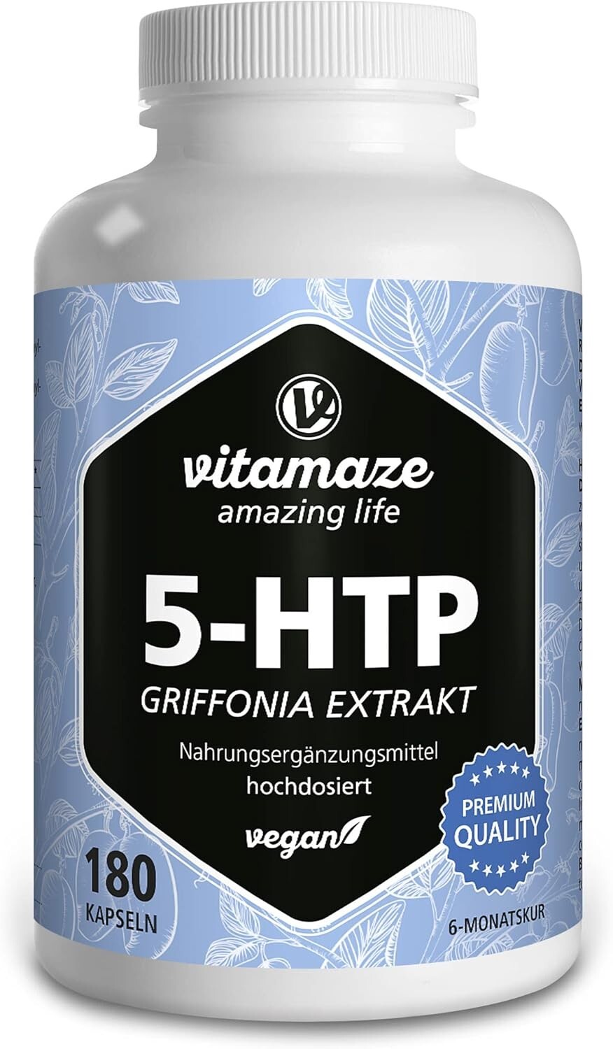 Vitamaze Griffonia 5-HTP Alto Dosaggio - 6 Mesi di Integrità Vegana