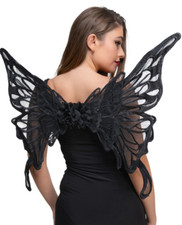 Deluxe Lace Wings Adults Gothic Butterfly Black Wings Fancy Dress Fairy