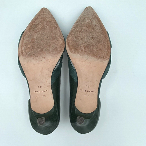 Cole Haan Green Suede & Croc Embossed D'Orsay Pumps Heels ~ Women's Size 8 - Picture 6 of 7
