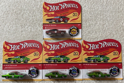 HOT WHEELS REDLINE CUSTOM '67 MUSTANG & '67 HEMI BARRACUDA 50TH
