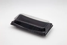 30BK  Black Togo Sushi Tray Cookie Cake Fruit Food Container 4.5x9.3 in.