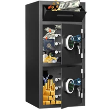 6.5 Cub Extra Large Drop Slot Safe with Dual Door Home Money Safe with Key Hook