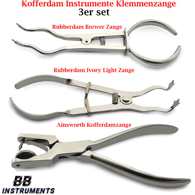 Kofferdam Klammer Ainsworth Punch Plier Rubber dam Ivory Clamps Brewer Lochzange