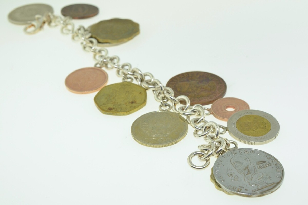 VINTAGE MULTI COUNTRY COIN SILVER BRACELET | eBay