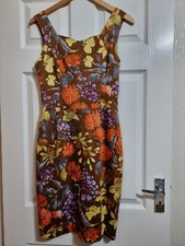 Janet Russo Vintage Brown Floral Party Dress US 6 UK 10 Wiggle Occasion