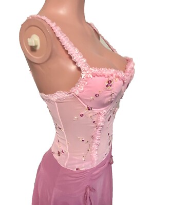 Dollskill Sugar Thrillz S Coquette Flora Pink Corset Bustier Top