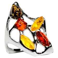 3.9g Authentic Baltic Amber 925 Sterling Silver Ring Jewelry s.5.5 N-A7339