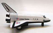 Vintage 1990's Toysmith 5" White Space Shuttle Diecast Model Toy Pull Action