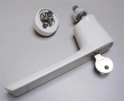 SCHÜCO INTERNATIONAL Schüco AWS Fenstergriff Steckgriff abschließbar mit Rosette und Schlüssel 9016