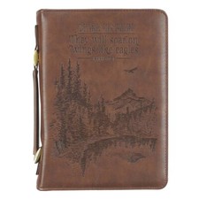 Bible Cover-Wings Like Eagles Isaiah 40:31-Brown-MED