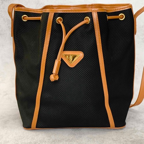 Saint Laurent Shoulder Bag YSL Cassandra Logo Black Gold Beige Authentic Leather - Imagen 4 de 24