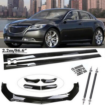 Black Front Bumper Lip Spoiler/Side Skirt/Strut Rods For Chrysler 200 2011-2017