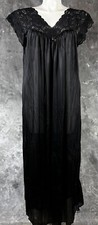 Shadow Line Women's Black Nylon Full Length Semi Sheer Nightgown sz 3X 15148 