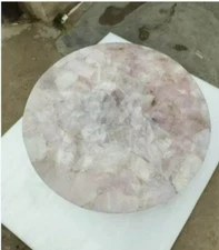 Round Rose Quartz Coffee Table Countertop Random Stone Bedside Furniture Decors