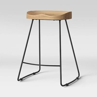 Hull Counter Height Barstool with Black Base Natural Threshold