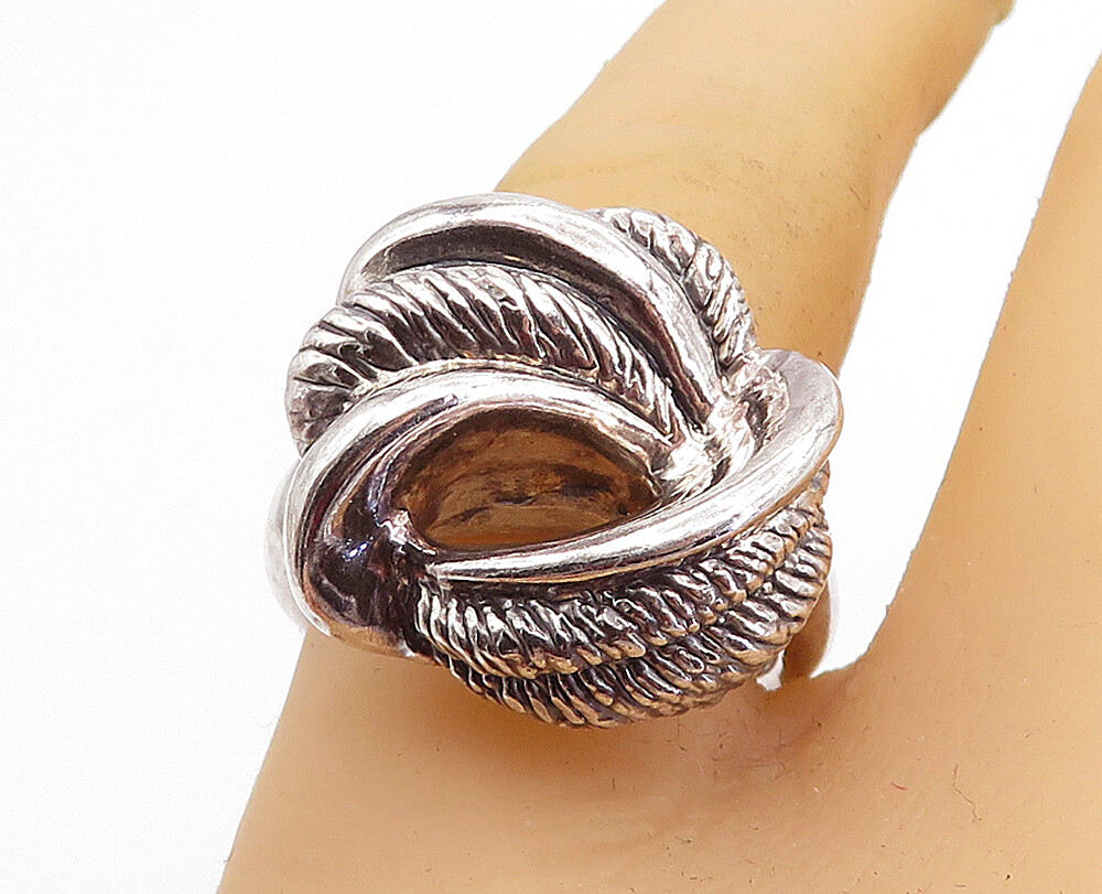 925 Sterling Silver Vintage Shiny Etched Twist Knot Band