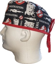 Ghostbusters Proton Pack Red Scrub Hat Chemo Cap