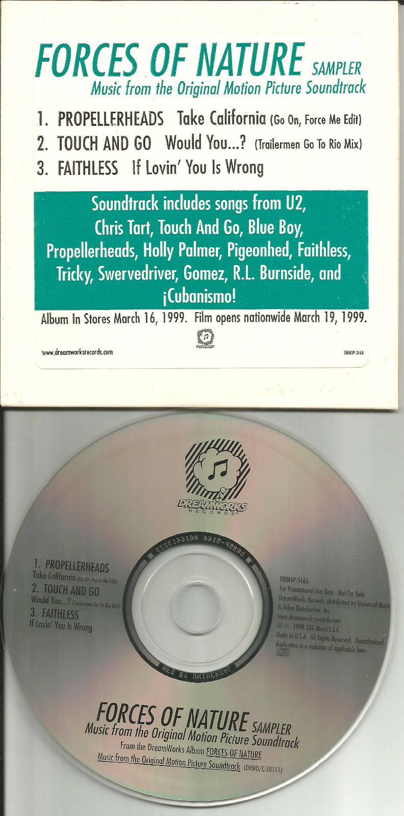 PROPELLERHEADS California MIX EDIT & FAITHLESS PROMO DJ CD single U2 Mention