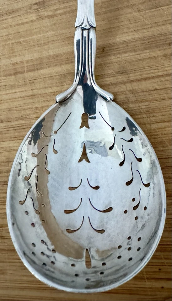 罕见早期乔治·詹森 #141 PEAPOD STERLING 8 1/4 英寸 PIERCED LADLE 1915 - 1927 — 第 3/4 张图片