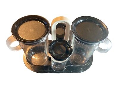 Tupperware Preludio Caddy Set Black / Clear Acrylic 2133 Wet Dry Camp RV Table