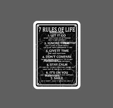 7 Rules To Life Sticker Smile Waterproof Quote World Living Gift NEW