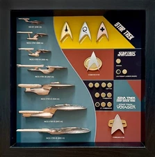 Ship & Combadge Display Shadow Box Star Trek, Enterprise, Large *Fan Made*