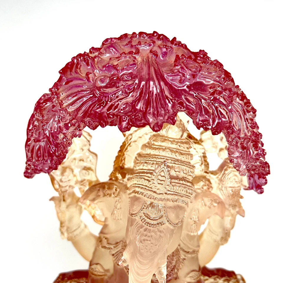 Glass Lord Ganesha Statue Figurine – Hindu Elephant God Sculpture – 11” India - Image 2 of 4