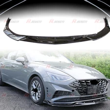 FITS 2020+ HYUNDAI SONATA GLOSSY BLACK V STYLE 3 PCS FRONT BUMPER LIP SPLITTER