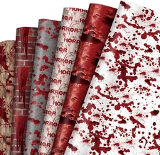 12 Sheets Halloween Bloody Wrapping Paper - Not Roll - Vintage Blood Splatter Gi