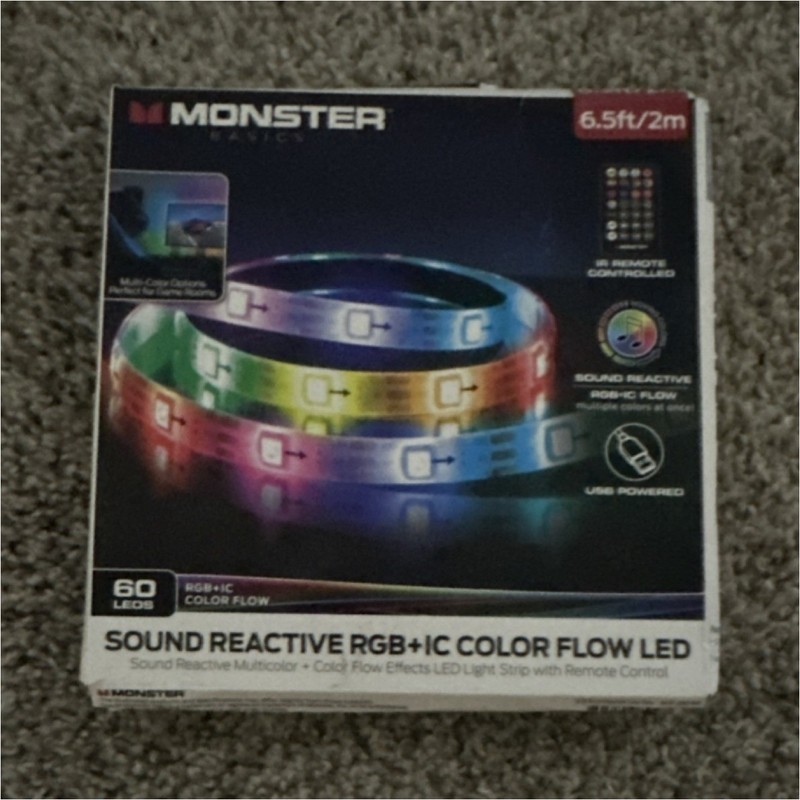 Monster Sound Reactive RGB+IC Color Flow LED Light Strip Multicolor Remote 6.5ft