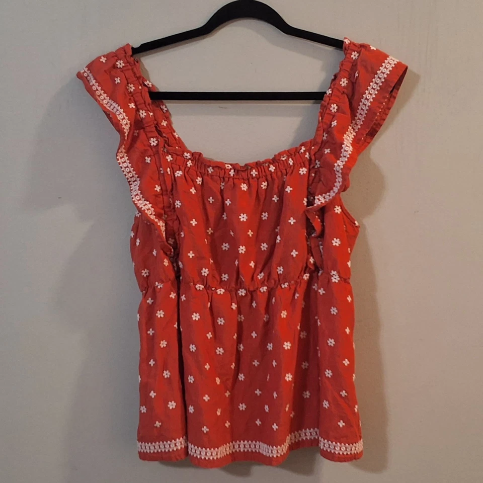 Top Babydoll Azul Marino Antiguo Talla Grande Estampado Bordado Volantes Sin Mangas Campesino Y2K Foto 3 de 4