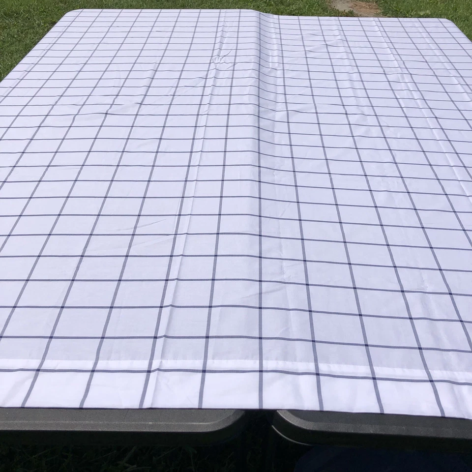 Sábana plana completa Pottery Barn Teen orgánica boxter blanca azul algodón ventana Foto 3 de 4