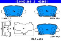 Bremsbelagsatz Scheibenbremse Hinten Ate 130460 26312 FÜR Opel BremsbelÄGe
