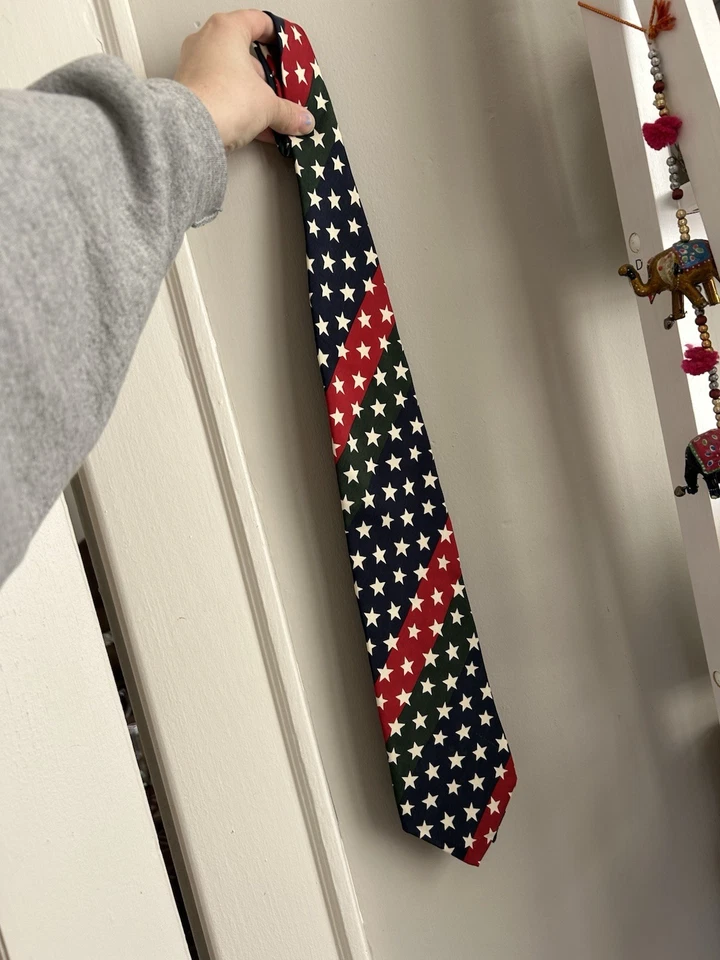 Vintage Italian Silk Stars And Stripes Print Men’s Neck Tie Excellent Condition - Image 2 of 4