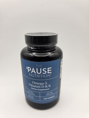 The Pause Nutrition Omega 3 Vitamin D & K2 Supplement Gluten Free 12/27 Exp