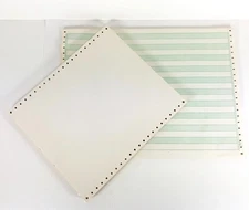 Continuous Dot Matrix Vintage Printer Paper Tractor Feed Green Bar stripe Solid