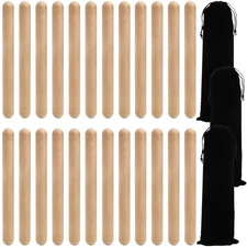 ZEAYEA 24 Pack Rhythm Sticks with 3 Carry Bag, 8 Inch Wood Claves Musical Per...