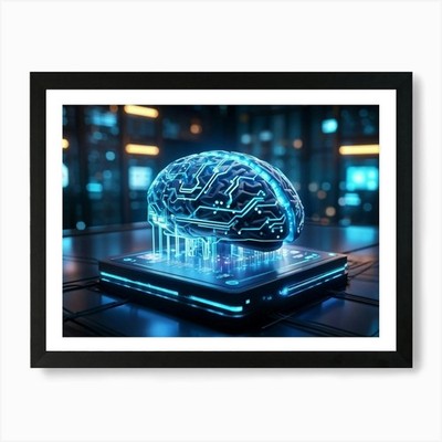 Cybernetic Brain Computer Interface Framed Wall Art Poster Canvas Print Picture